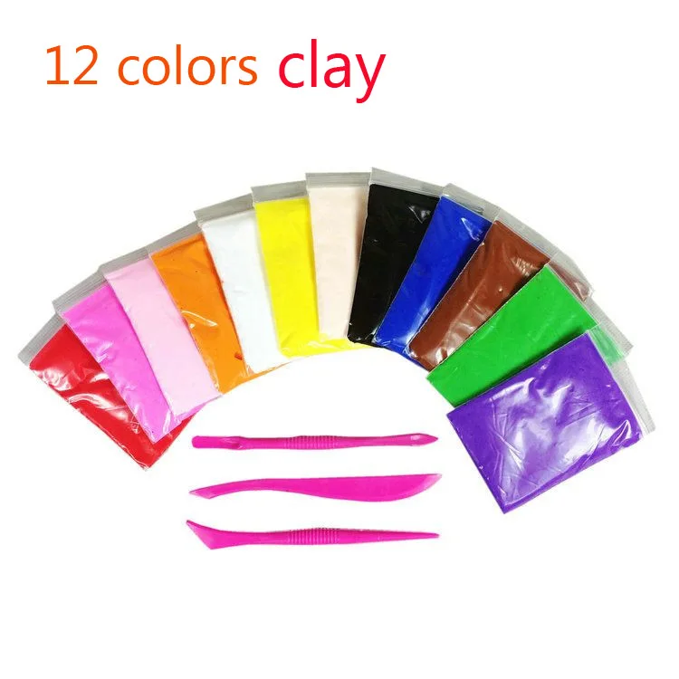 Лидер продаж слизь 24 цвета Мягкая тесто для игры детей обучения Полимерная глина свет глина, умный Пластилин игрушка детский подарок - Цвет: 12 colors