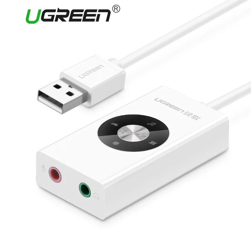 Ugreen usb звуковая карта внешний usb разъем для 3.5 мм для наушников адаптер аудио Микрофон Звуковая Карта 5.1 Без Диска для ПК Компьютеров Ноутбук