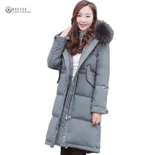 Новинка, женские зимние пальто с воротником из натурального меха енота, парка, белые пуховики на утином пуху, Толстая Теплая Повседневная Верхняя одежда с капюшоном, OK1281