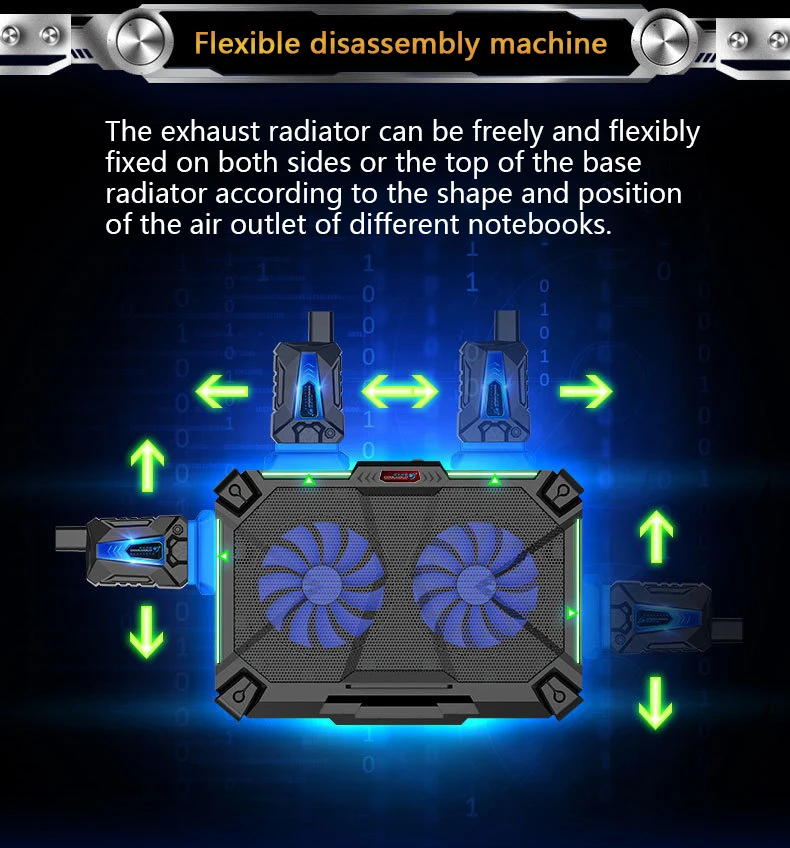 COOLCOLD 2 в 1 набор охлаждающая подставка для 17' ноутбука с воздушным охлаждением профессиональный внешний двойной Вентилятор Охлаждающая база Регулируемый кулер для ноутбука