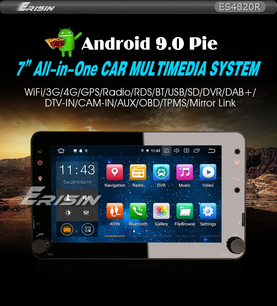 Erisin ES4820R 7 дюймовый автомобильный радиоприемник android 9,0 2G ram PX30 DAB OBD wifi 3g для Alfa Romeo Spider 159 Brera