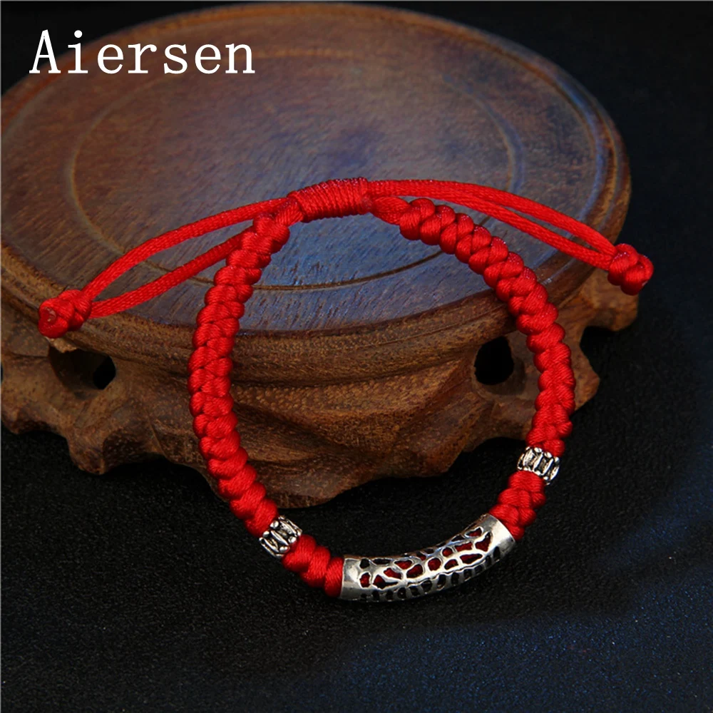 

Aiersen 100% Real 925 Sterling Silver Charm Lovely Bracelet Red String Rope Silver Bead Bracelet Lover's Fashi Accessorieson