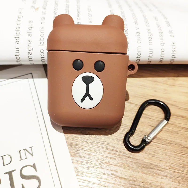 Cute Earphone Case For AirPods Cover For Air Pods Cartoon Accessories For Apple Airpods Silicone Case With Key Rings Strap (5)