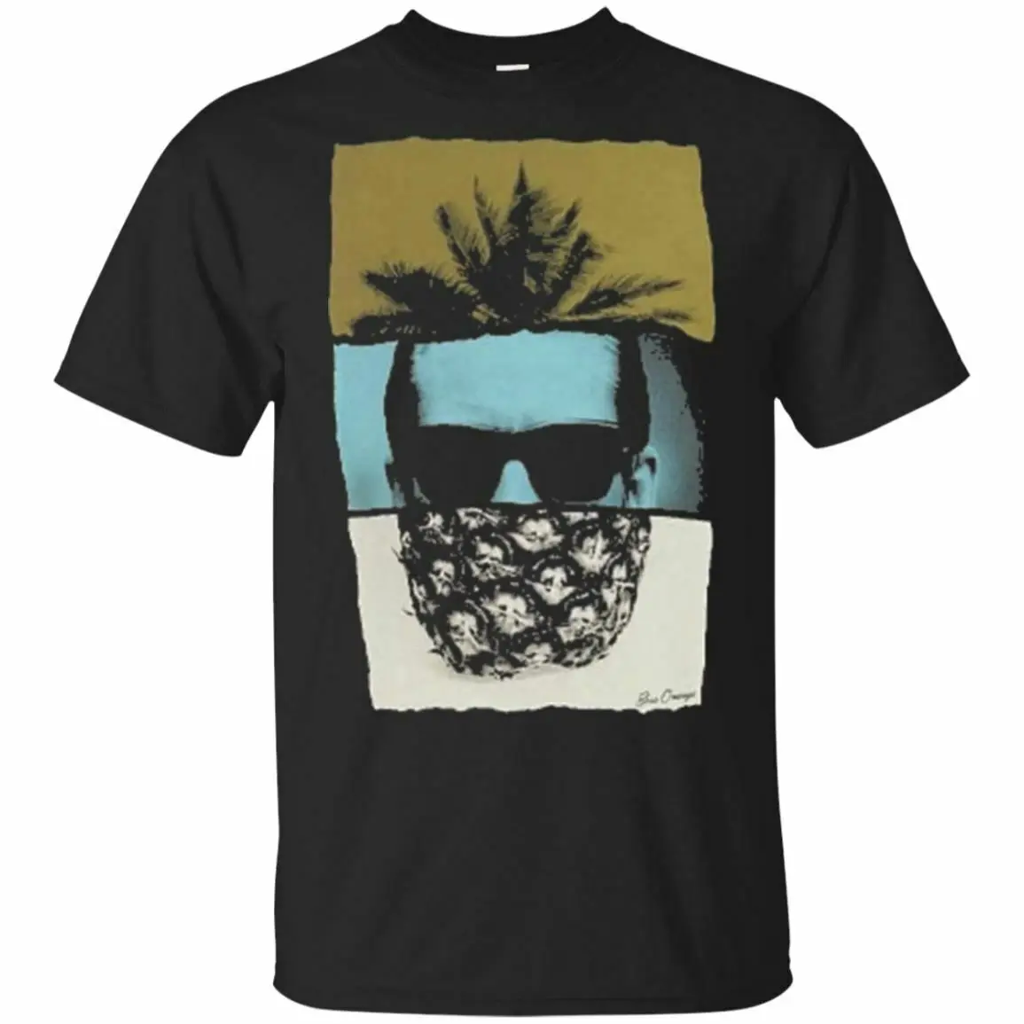 

Hugo Orange Pineapple Print New Short Black Navy T-shirt Men Women S-3XL .