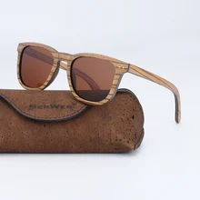 BerWer солнечные очки из дерева зебрано для Для мужчин Для женщин ретро солнцезащитные очки с поляризованными линзами, UV400 с чехлом