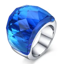 Кейши Лена Новая мода Большой Кольца для Для женщин Свадебные украшения большой кристалл каменное кольцо Нержавеющая сталь anillos