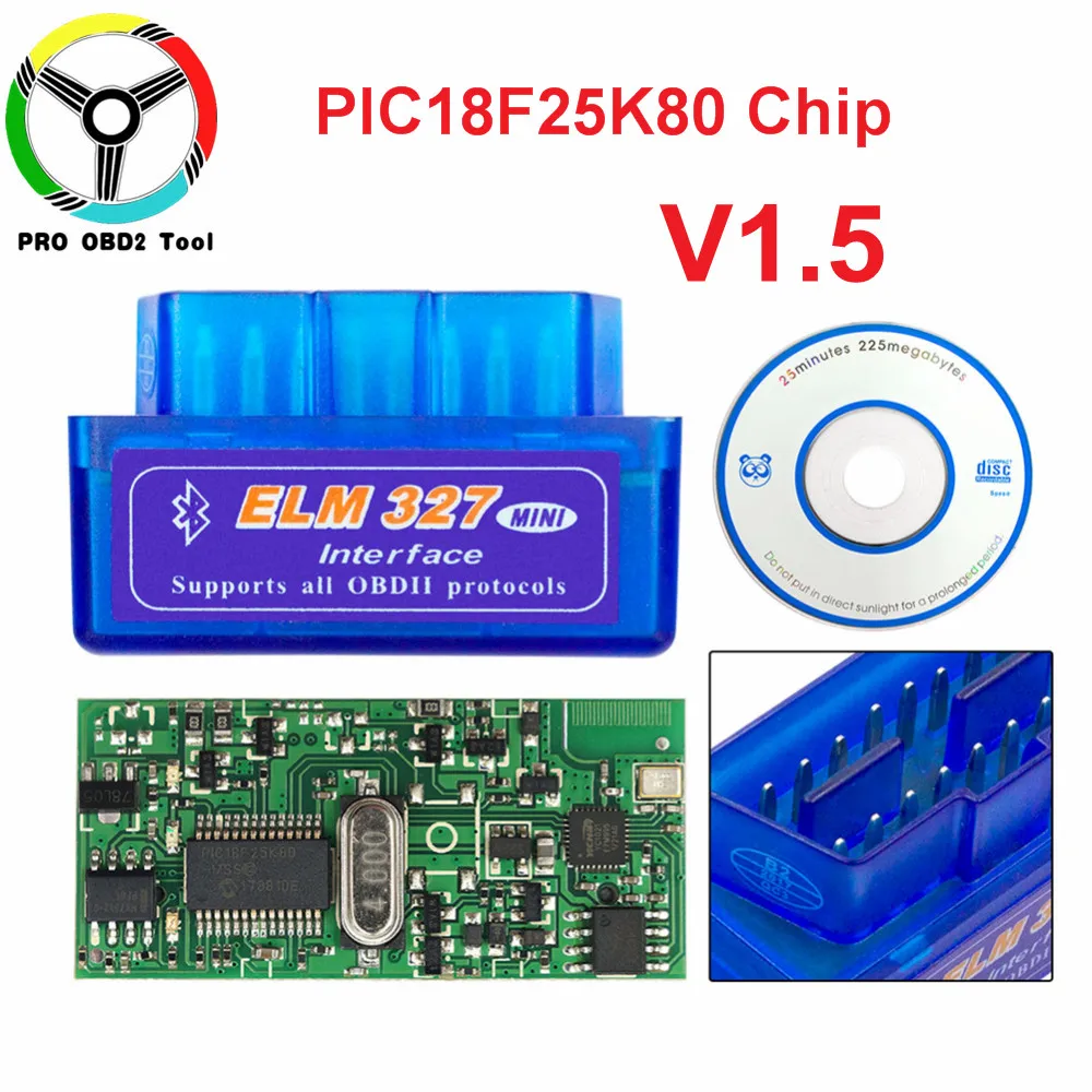 Супер мини сканер OBD ELM327 V1.5 Bluetooth с чипом PIC18F25K80 адаптер OBD2 ELM 327 Автомобильный