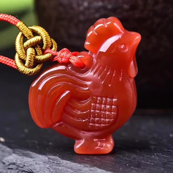

Natural red agate chalcedony zodiac chicken pendant chicken symbolizes trustworthy punctuality cb38#