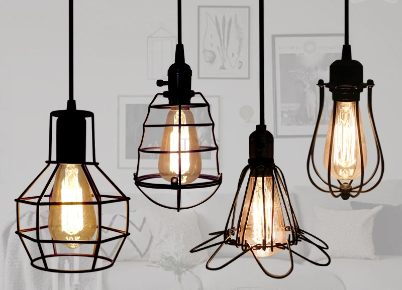 Iron Cage Lamp Shade Ceiling Pendant Light Iron Cage Lamp Shade Ceiling