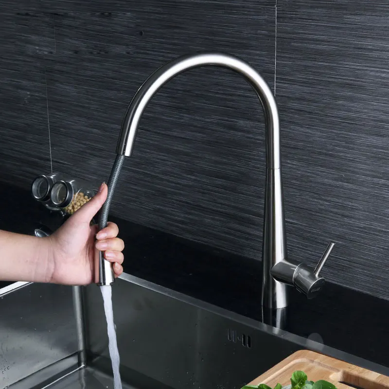

Full copper cold and hot mixer water faucet kitchen,rotary washing bowl bibcock can pull bibcock sink pull out faucet