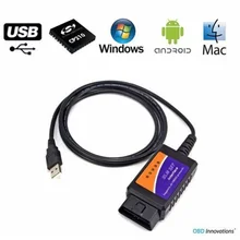 High quality ELM327 USB Plastic OBD2 Auto Diagnostic Tool Version V1.5 ELM 327 USB Interface OBDII CAN-BUS Scanner Free Shipping