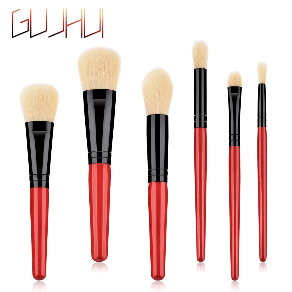 GUJHUI 6 шт. красный деревянный макияж расчёски для волос professional Основа макияжа лица