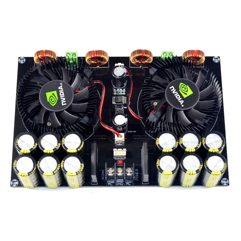 

KYYSLB TDA8954 420W + 420W 2.0 Class D Digital Power Amplifier Board (Fan Cooling) AC12.5V to AC26V Amplifier Board