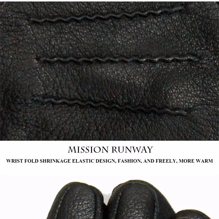 2017 зимние мужские кожаные перчатки с оленем мужские теплые мягкие черные швейные дизайнерские мужские варежки имитирующие кроличьи