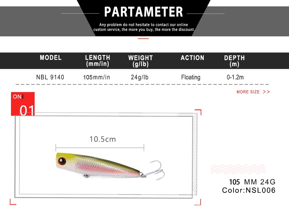 Noeby рыболовная жесткая Поппер приманка 105 мм Жесткая приманка пластиковая приманка искусственная приманка с колеблющейся приманкой популярная во всем мире