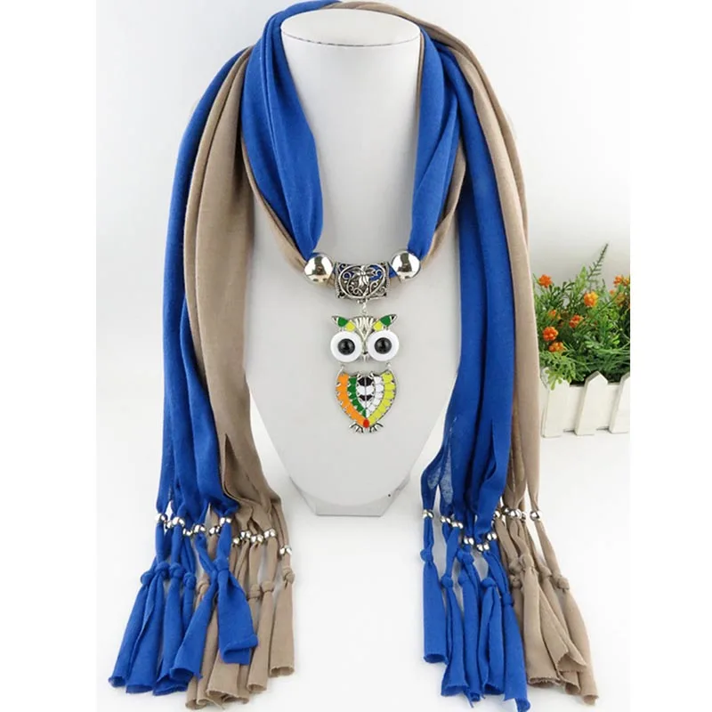 RUNMEIFA подвески ожерелья шарф для женщин Железный сплав акрил сова кулон шарф аксессуары шарф 40*180 см