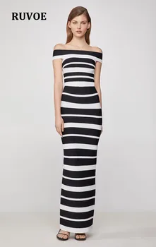 

Bodycon Summer Long Bandage Dress Women Vestido 2019 Sexy Black White Striped Maxi Club Celebrity Evening Party Dresses Y-29