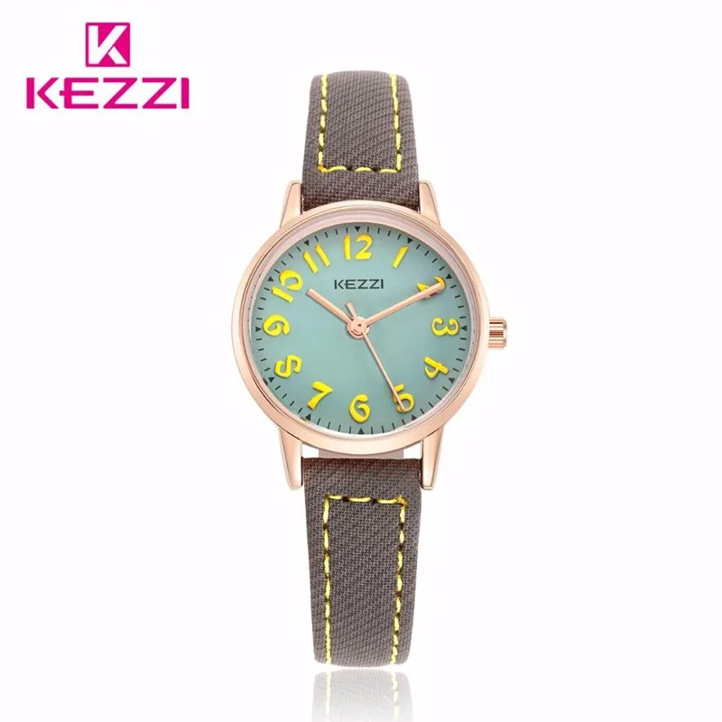 KEZZI Марка Часы модные модели студентки Повседневное кварцевые наручные часы Ткань ремень арабские цифры набора для девочек Наручные часы