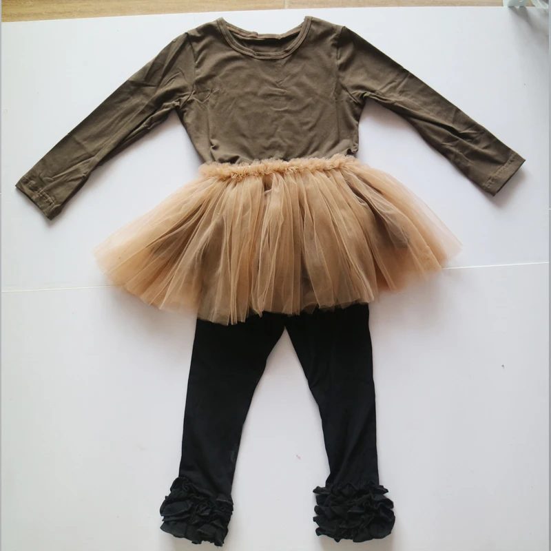 Thanksgiving days outfits brown tutus and shirts set ruffle leggings