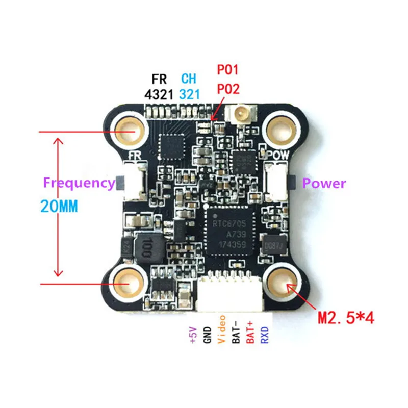 Мини VTX5848 48CH 5,8G 25/100/200 mW переключаемый FPV RC Дрон VTX модуль видеопередатчика OSD управление мультиротор запчасти