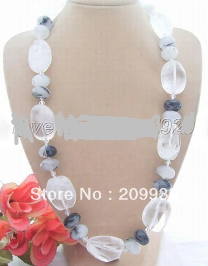 

Hot sell Noble- FREE SHIPPING>>>@@ AS3048 Excellet! Faceted Crystal@ Rutilated Quartz Necklace