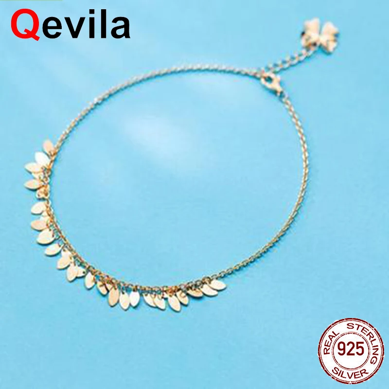Женские ножные браслеты Qevila из 100% стерлингового серебра 925 пробы милый браслет с