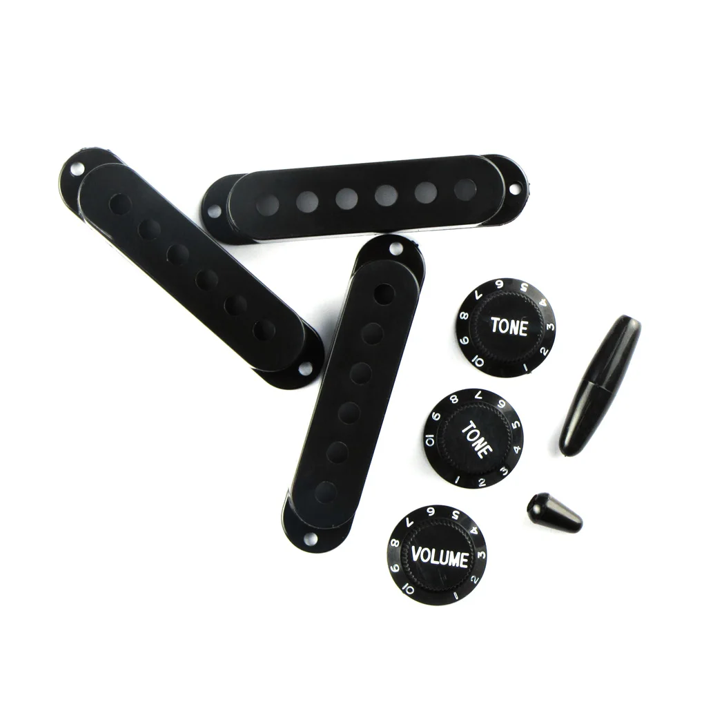 

NEW Set of Single Coil Guitar Pickup Covers 52mm Volume Tone Guitar Knobs Switch Tip Whammy Bar Tip Black Guitar Accessories
