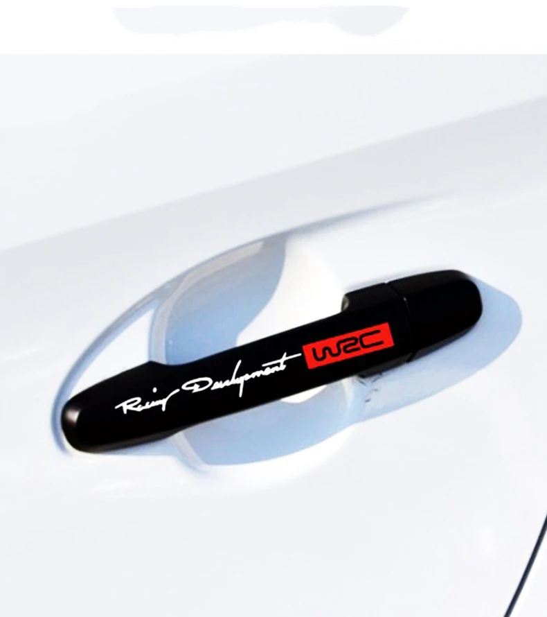 

4pcs/set WRC Racing Door Handle Stickers And Decals Car styling For BMW MINI Audi VW Volkswagen Skoda Peugeot Citroen Renault