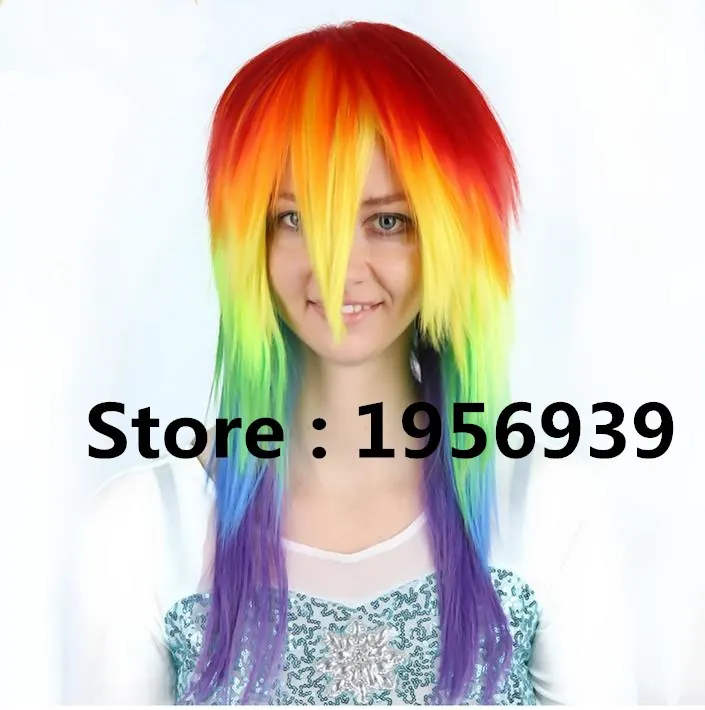 

10pcs My Little Pony Rainbow Cosplay Wigs Long Straight Synthetic Wig Cosplay Wigs Party Supplies