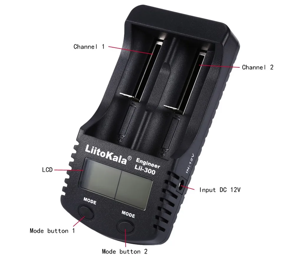 Умное устройство для зарядки никель-металлогидридных аккумуляторов от компании LiitoKala lii-300 ЖК-дисплей 18650 Батарея Зарядное устройство lii300 для 18650 26650 14500 10440 17500 1,2 V AA AAA металл-гидридных или никель Перезаряжаемые Батарея сзади