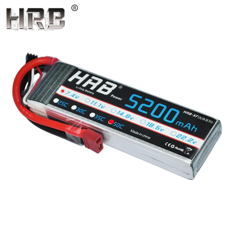 

HRB 5200mAh Lipo Battery 2S 7.4V T Deans EC5 TRX XT60 XT90 50C Lithium RC Parts For Traxxas Buggy Car Truck Racing Airplane Boat
