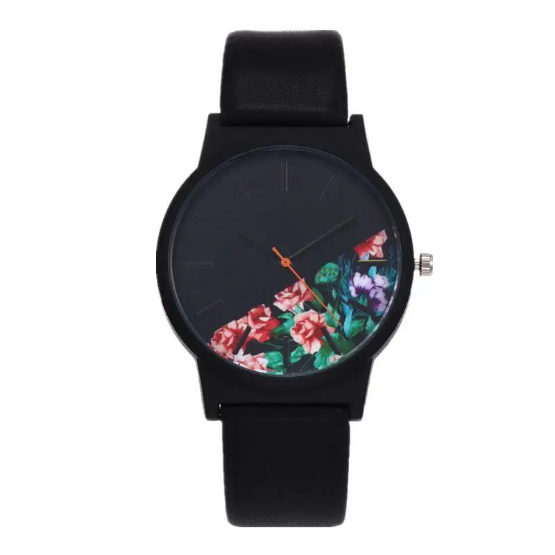 Часы с черным цветком женские Часы Дамские брендовые Роскошные знаменитые женские часы кварцевые наручные часы Relogio Feminino Montre Femme - Цвет: 1