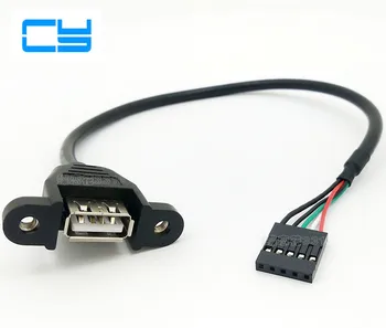 

1PCS 30cm 50cm USB 2.0 A panel mount Female Connectors to Head 5pin Female Dupont Cable