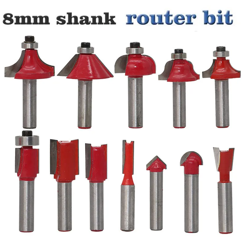 Высокое качество Концевая фреза 8 мм хвостовик Вольфрам карбида фрезерный станок, торцевая фреза Бит Комплект деревянный ящик инструмент бит клубника маршрутизатор с деревянной коробкой 12 шт./компл - Длина режущей кромки: without box