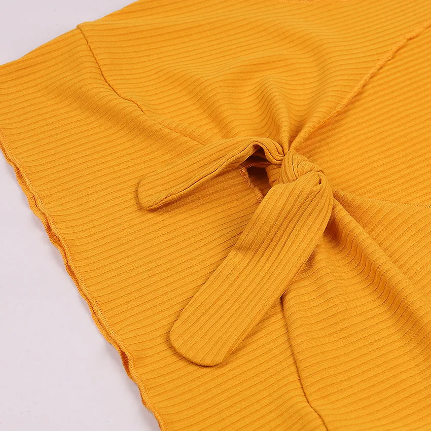 Рифленый бантик галстук камзол топы на бретелях для женщин летний классический короткий топ уличная мода Крутые Девушки Короткие футболки топики