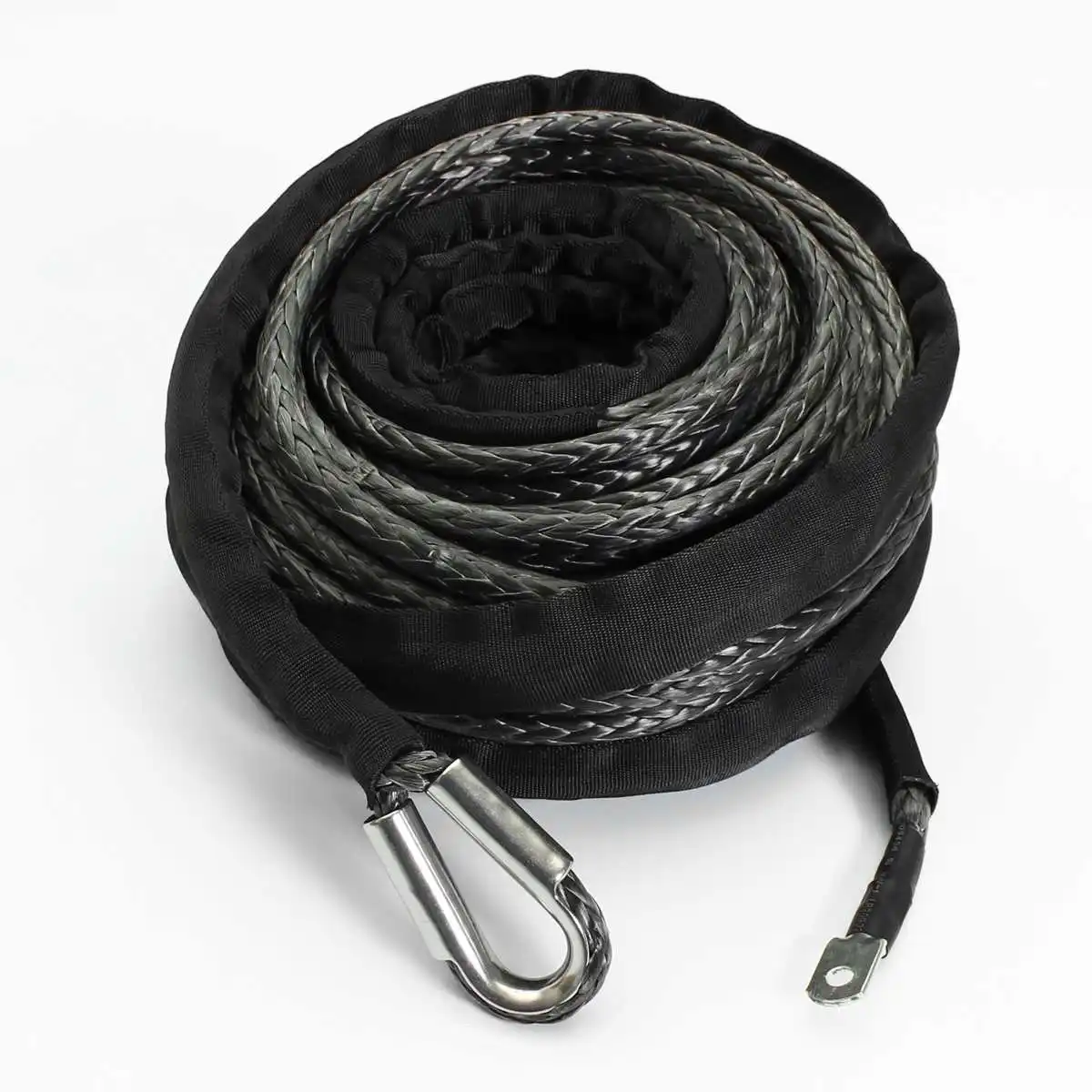 30 m * 9.5 مللي متر سيارة سحب حزام الاصطناعية حبل رفع خط كابل 7.5 طن/16500lbs للمركبة الثقيلة قبالة الطريق الطريق الانتعاش خطافات معدنية