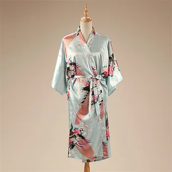 

Brand New Chinese Women's Satin Rayon Nightgown Bridesmaid Wedding Robes Sexy Kimono Bath Gown Flowers S M L XL XXL XXXL ZS016