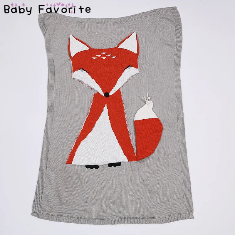 Red Fox Baby Blanket 70*110 cm Soft Warm Wool Swaddle Handmade Crochet