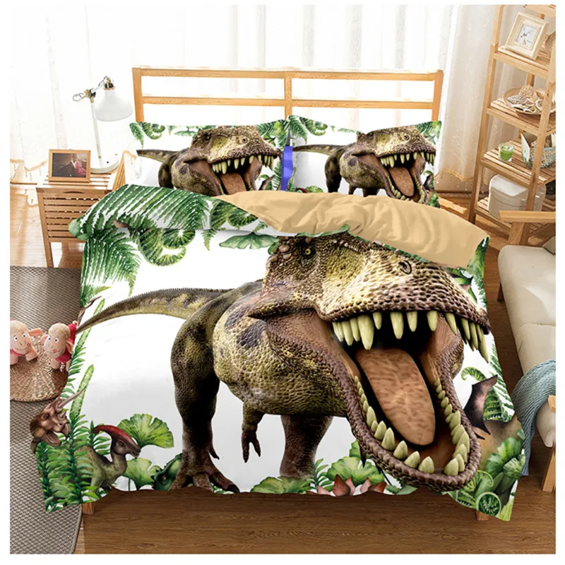 Комплект постельного белья с динозавром из парка Юрского периода для мальчиков, Комплект постельного белья для детей, Комплект постельного белья с 3D пододеяльником, Комплект постельного белья для подростков