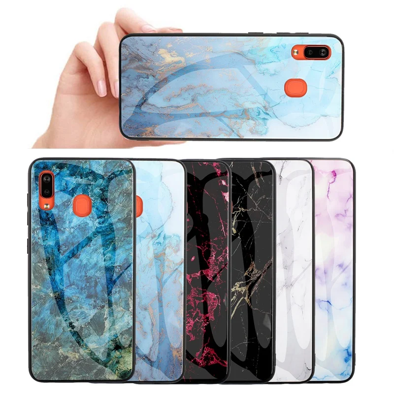 

Tempered Glass Cover Case For Samsung Galaxy A10 A20 A30 M10 M20 M30 J4 J6 Plus J3 J5 J7 2017 J2 Prime Phone Case Marble Coque