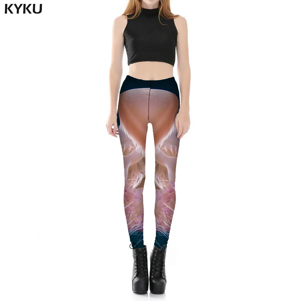 

KYKU Brand Jellyfish Leggings Women Tropical Elastic Animal Sport Fantasy Leggins Gothic Ladies Womens Leggings Pants Casual