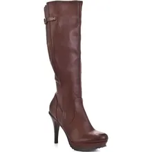 Deep Red Knee High Woman Boots High Heel Side Zipper Handmade Ladies Spring Style Ladies Botas 2015 Made-to-order