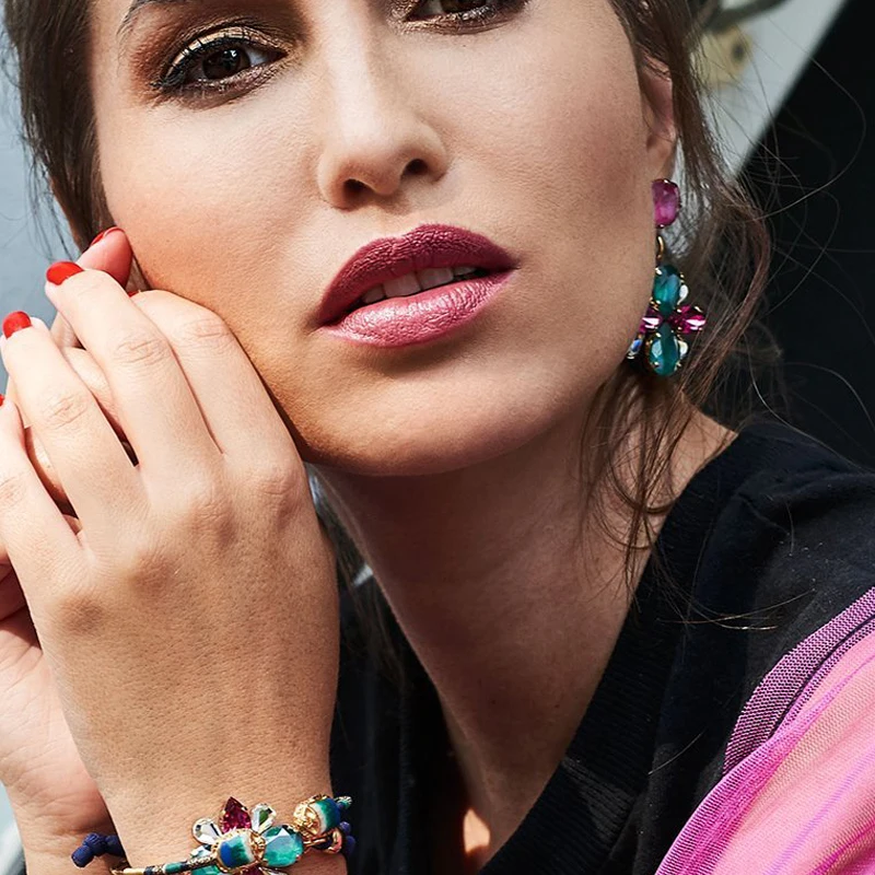

2019 Oorbellen New Flower Crystal Drop Earrings Luxury Style Fashion Jewelry For Women New Vintage Accessories