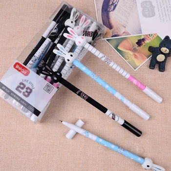 

12pcs/set Korean Rabbit Erasable Pen Gel Kawai Gel Ink Pens School Chancery Supply Stationary Cute Funny Stationery 0.38 Blue