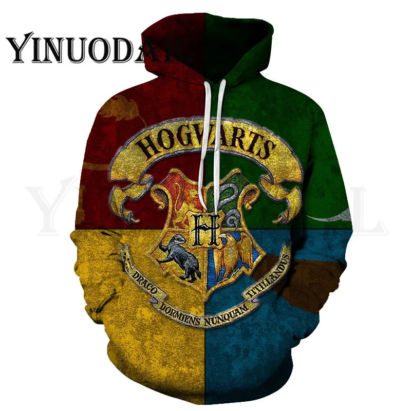 

Wizardry 3D Printed Hoodie with Pocket Ravenclaw Gryffindor for Sweatshirt Hip Hop Hoodies Men Harri Potter Harajuku Top
