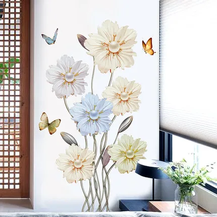 70 105cm Flower Home Decor Vinyl Wall Sticker Diy Romantic