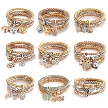 3 шт./компл. браслет женский браслет ювелирные изделия золотые серебряные роскошные бусы браслеты Плетеное украшение для женщин браслет подарок