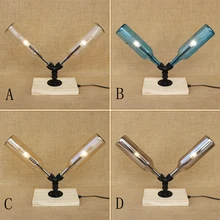 Современная стеклянная абажур бутылка настольная лампа включает G4 лампочка деревянная основа табель свет для спальни прикроватная офисная кабинет 220 В