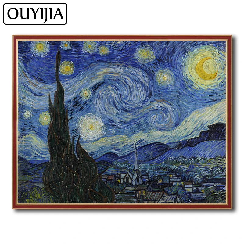 

OUYIJIA 5D DIY Van Gogh Starry Night Decoration Diamond Painting Embroidery Diamond Cross Stitch Rhinestone Mosaic Cross Stitch