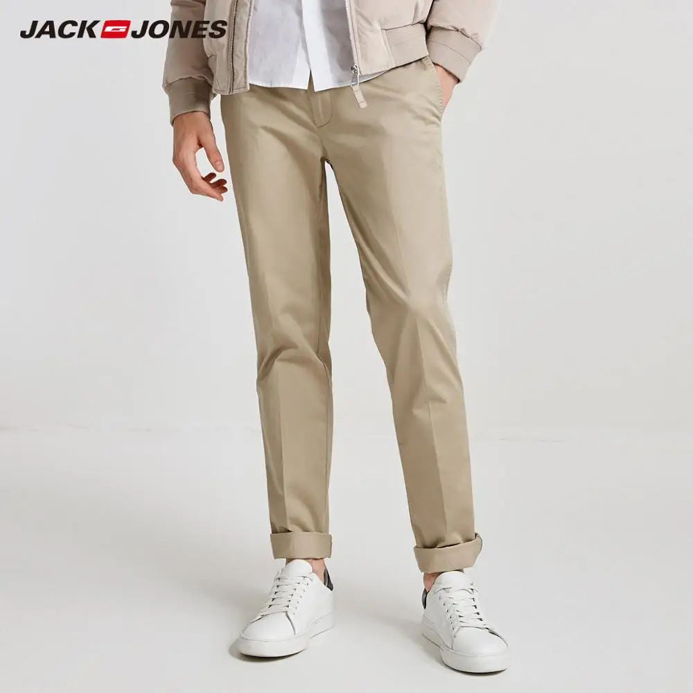 

JackJones men's smart casual Lycra fabric slim fit business pure color solid leisure pants Men Trousers Male Menswear|218314548